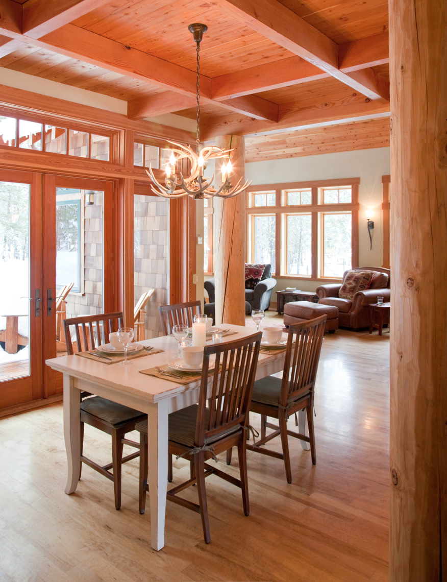 Interior of upscale vacation home in winter